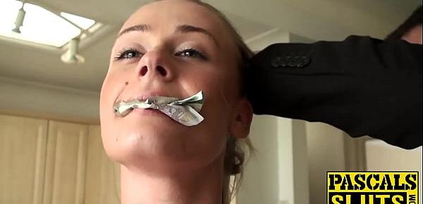  Young sub Carmel Anderson riding hardcore for jizz in mouth